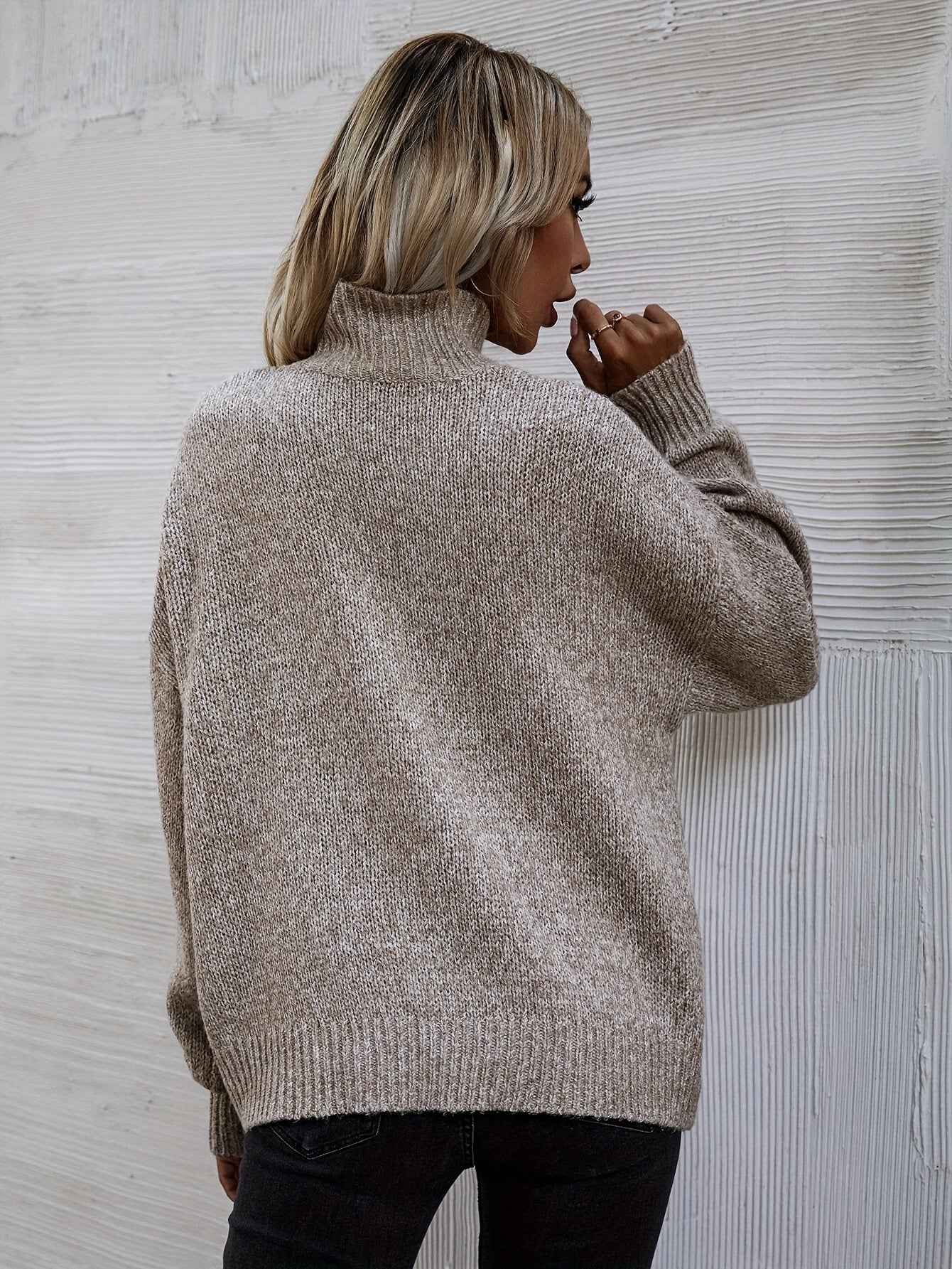 Loose Knit Roll Neck Jumper with an Easy Relaxed Silhouette