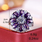 Purple Zirconia Flower Ring