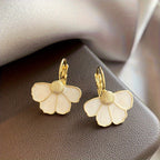 Four-Petal Flower Enamel Drop Earrings