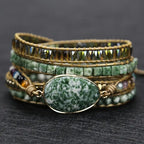 Wikkelarmband van groene jaspis