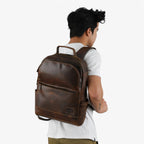 Unisex Robust Buffalo Leather Backpack for Work and Study