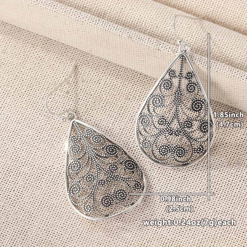 Retro Teardrop Ethnic Threaded Print Earrings