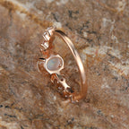 White Fire Opal-Look Small Moon Gold-Plated Ring