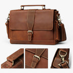 Men's Brown Genuine Leather Organised Work Bag