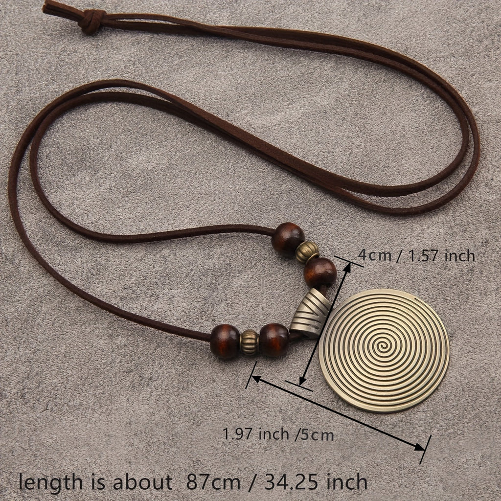 Vintage Zodiac Wooden Bead Pendant Necklace