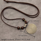 Vintage Zodiac Wooden Bead Pendant Necklace