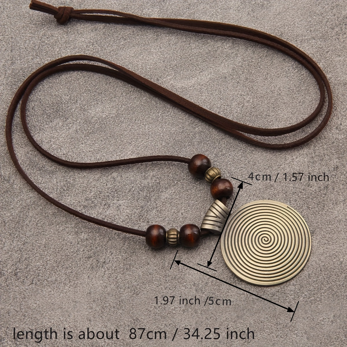 Vintage Zodiac Wooden Bead Pendant Necklace