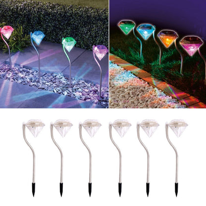 Solar Garden Lights – Diamond LED Lawn Stake Light, Waterproof Outdoor Pathway Lighting