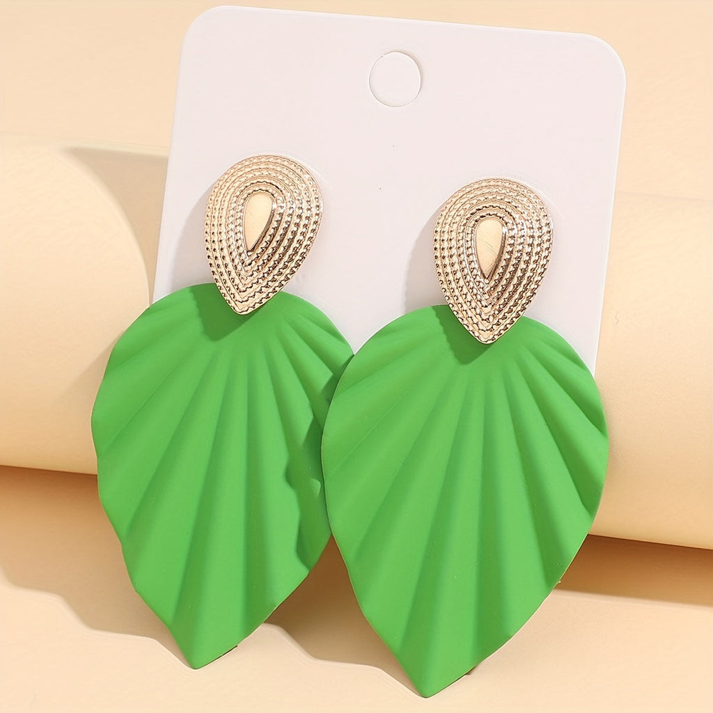 Vintage-Style Leaf Geometric Earrings