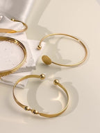 Five-Piece Round Smooth Metal Bangle Set
