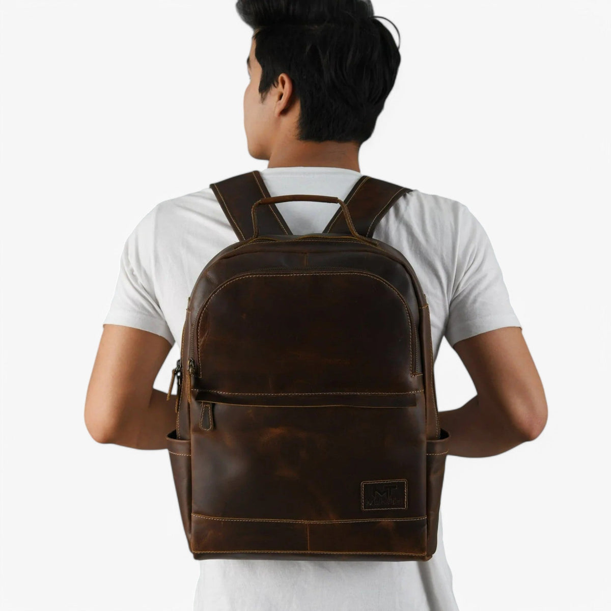 Unisex Robust Buffalo Leather Backpack for Work and Study