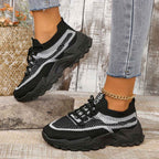 Ademende mesh sneakers met gedempte zool en vetersluiting