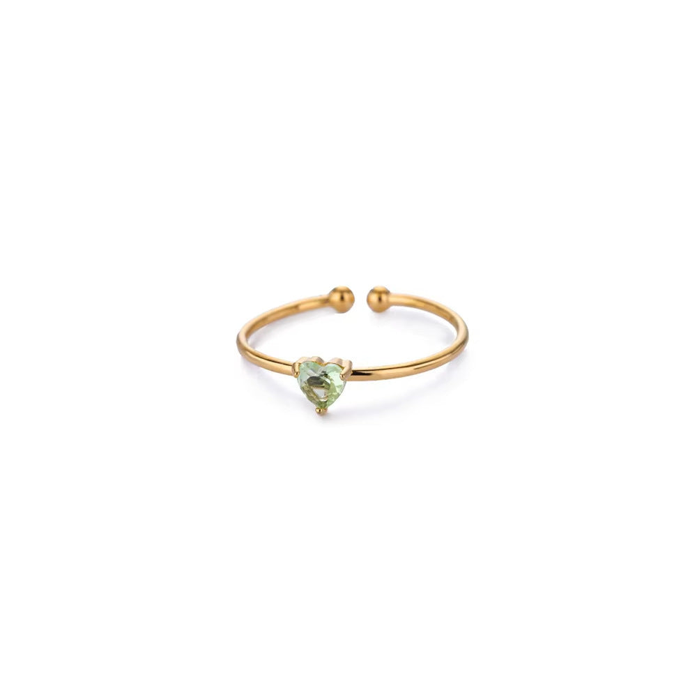 Adjustable 18K Gold-Plated Titanium Steel Birthstone Ring