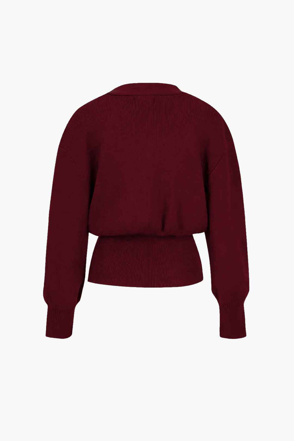 V-Neck Knit Cardigan with Gold-Tone Button Placket