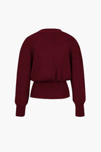V-Neck Knit Cardigan with Gold-Tone Button Placket