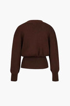 V-Neck Knit Cardigan with Gold-Tone Button Placket