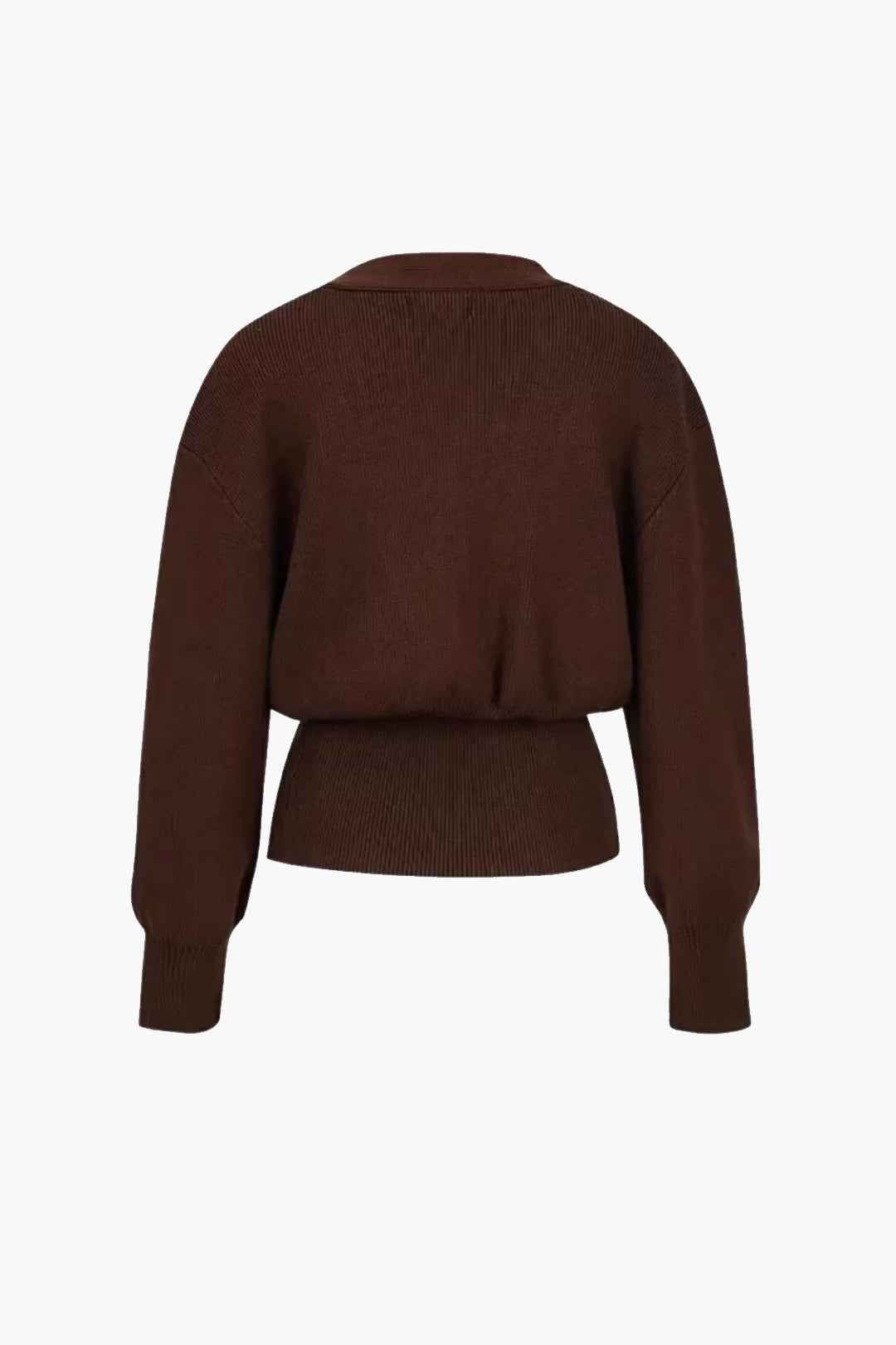 V-Neck Knit Cardigan with Gold-Tone Button Placket