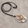 Modern Mixed-Metal Abstract Pendant Necklace