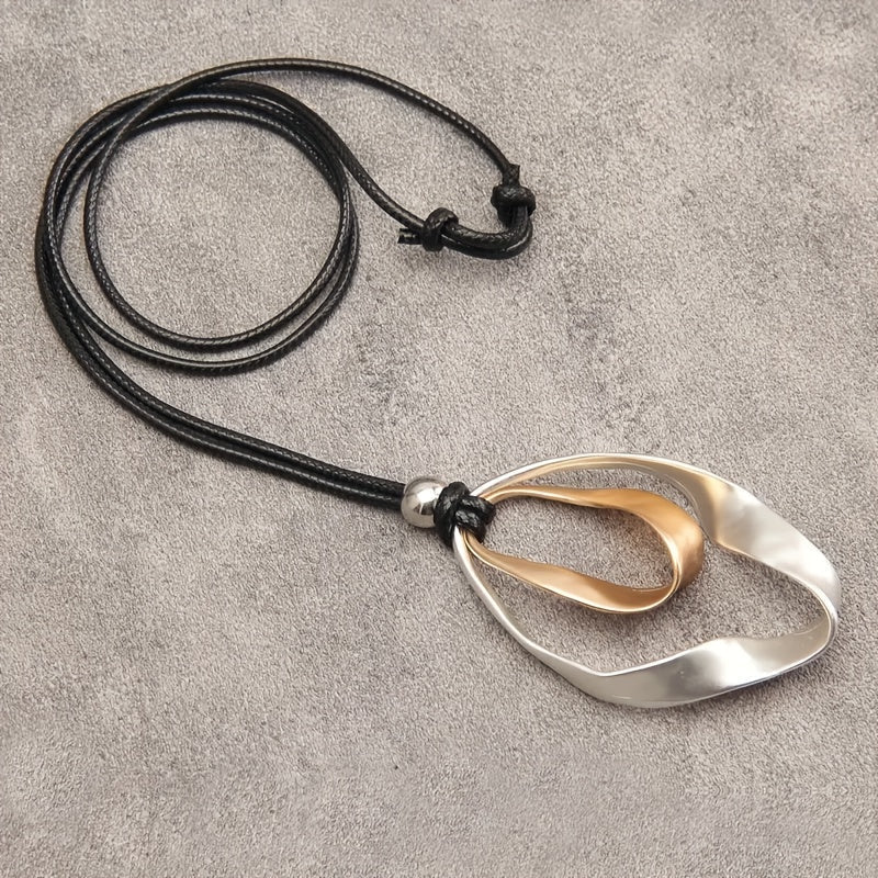 Modern Mixed-Metal Abstract Pendant Necklace