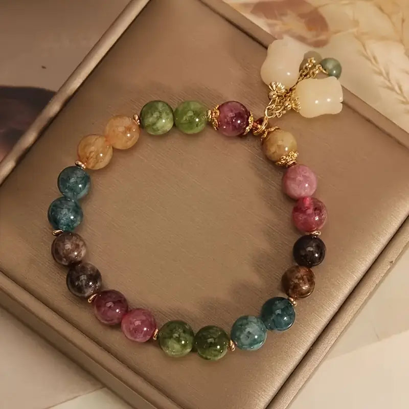Armband met veelkleurige toermalijnkralen