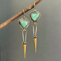 Boho etnische oorbellen met groene harssteen