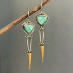 Boho etnische oorbellen met groene harssteen
