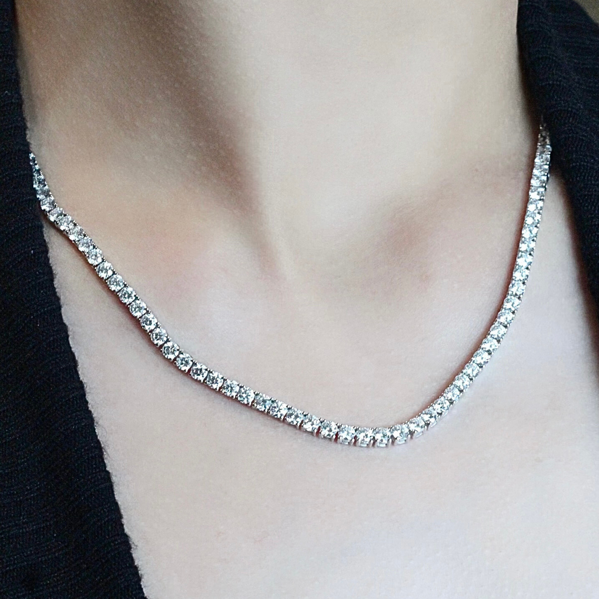 Tennis Necklace in Two Metal Tones