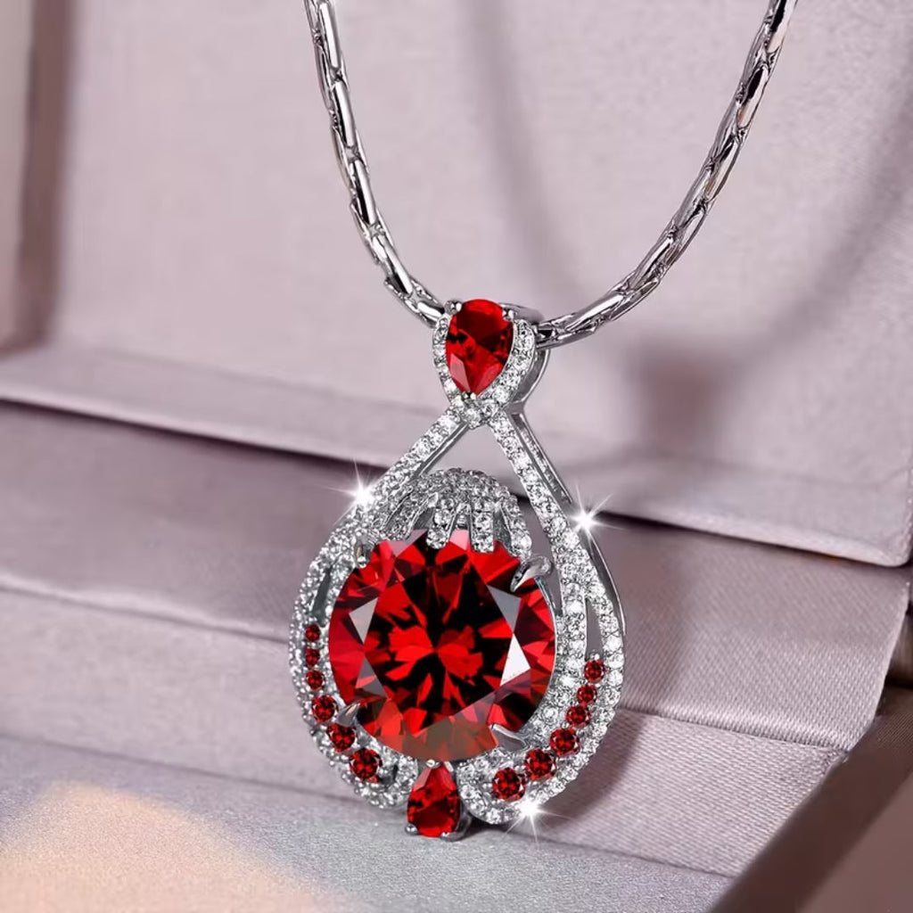 Druppelvormige halo-ketting in drie kleuren