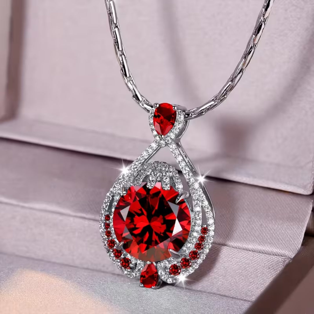 Druppelvormige halo-ketting in drie kleuren