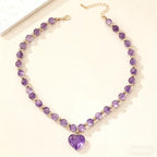 Amethyst Heart Beaded Necklace