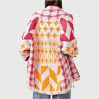 Oversized Long-Sleeve Cardigan with a Collar and Buttons