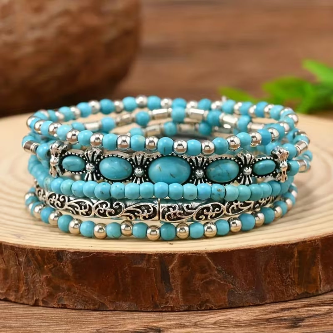 Turquoise Layered Bead Bracelet
