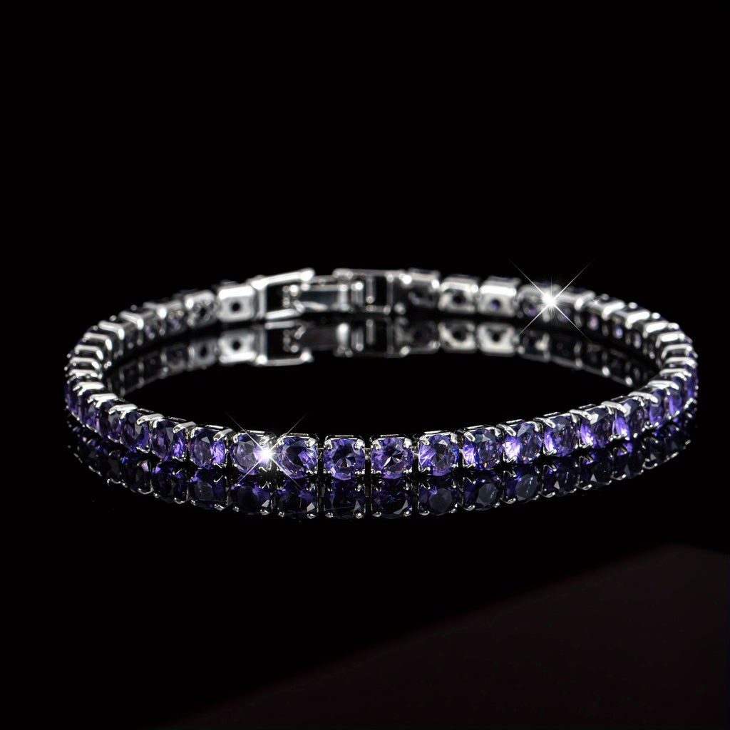 Boho Purple Zirconia Crystal Tennis Bracelet