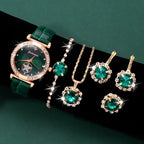 Green Stone Jewellery Gift Set with Watch