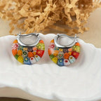 Millefiori Glass Half-Hoop Earrings