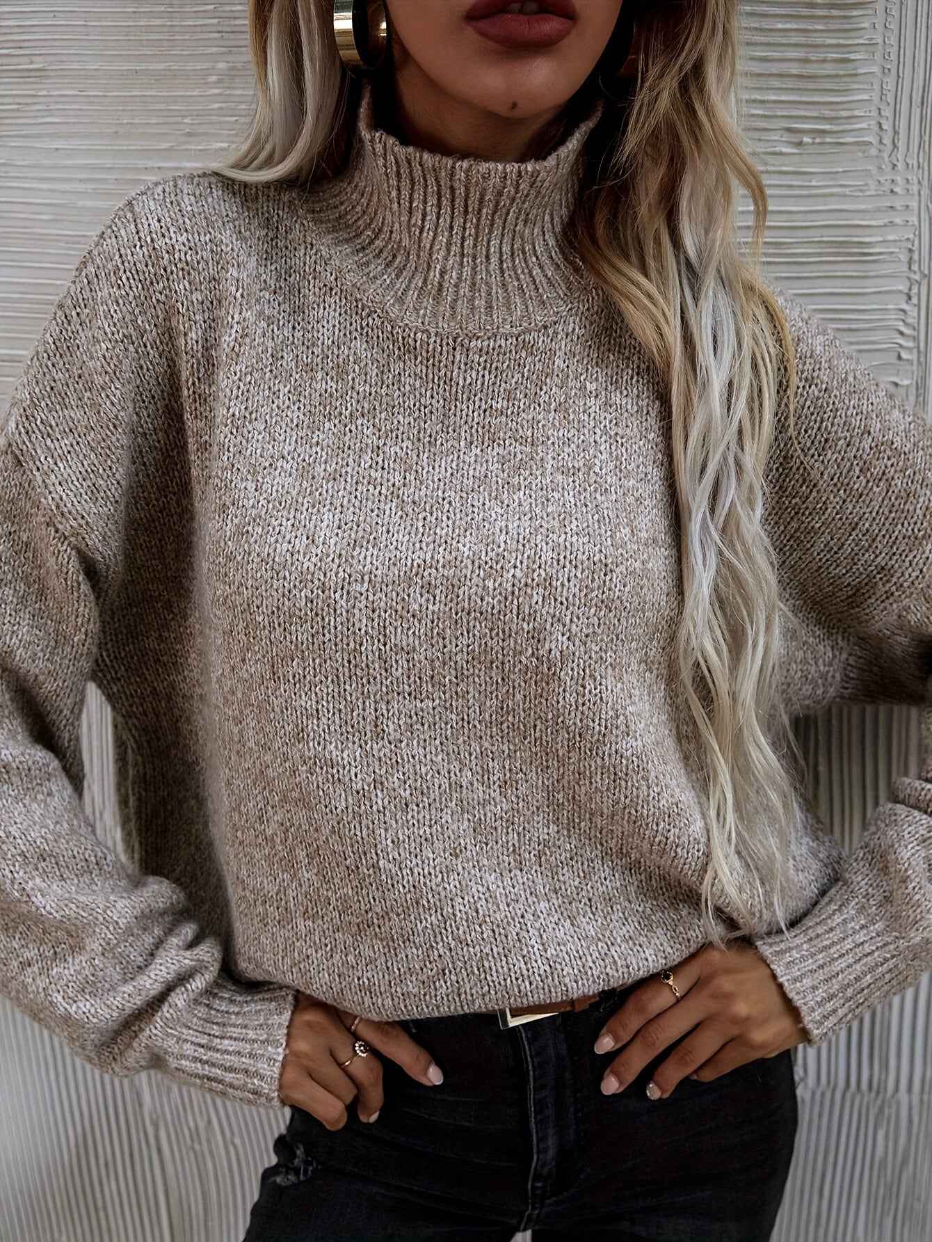 Loose Knit Roll Neck Jumper with an Easy Relaxed Silhouette