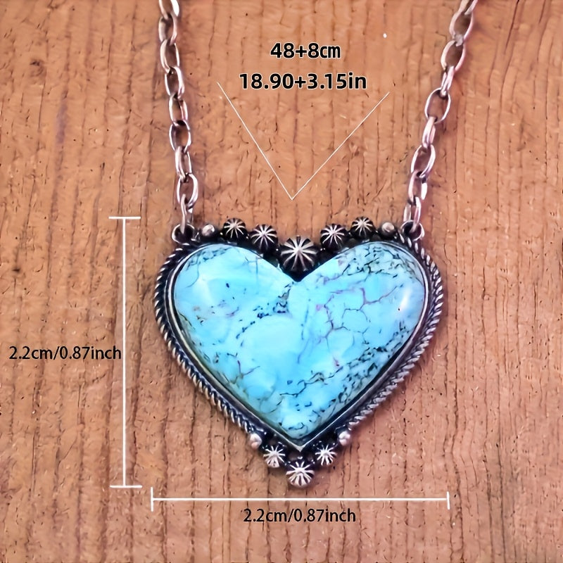 Bohemian Turquoise Heart Pendant Necklace