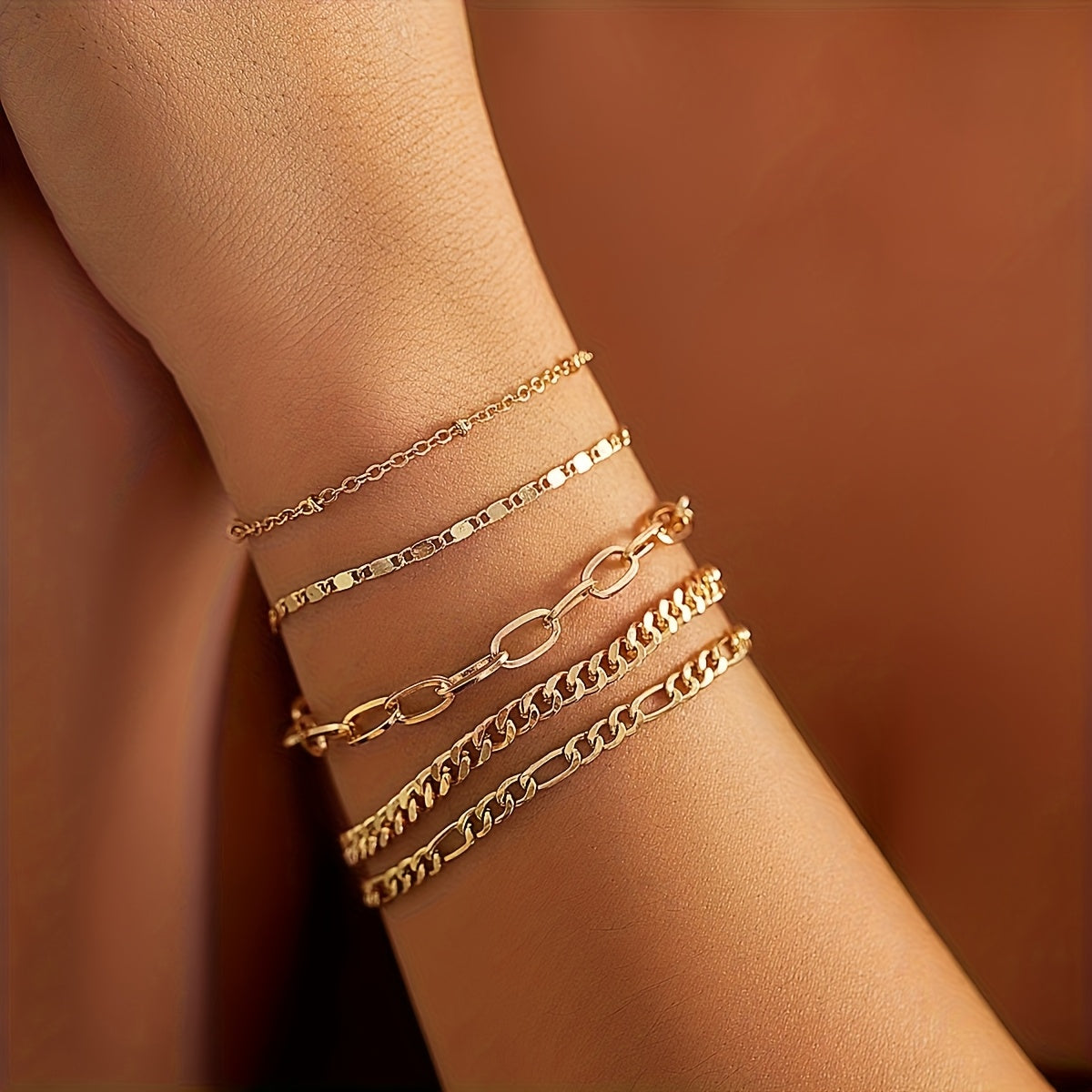 Thin Chain Bracelet Set in Three Styles