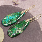 Bohemian Green Stone Teardrop Earrings