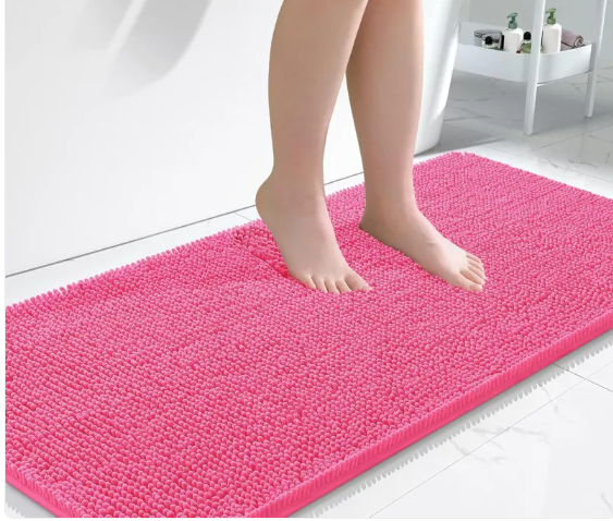 Long Chenille Non-Slip Floor Mat – Absorbent Polyester, Machine Washable