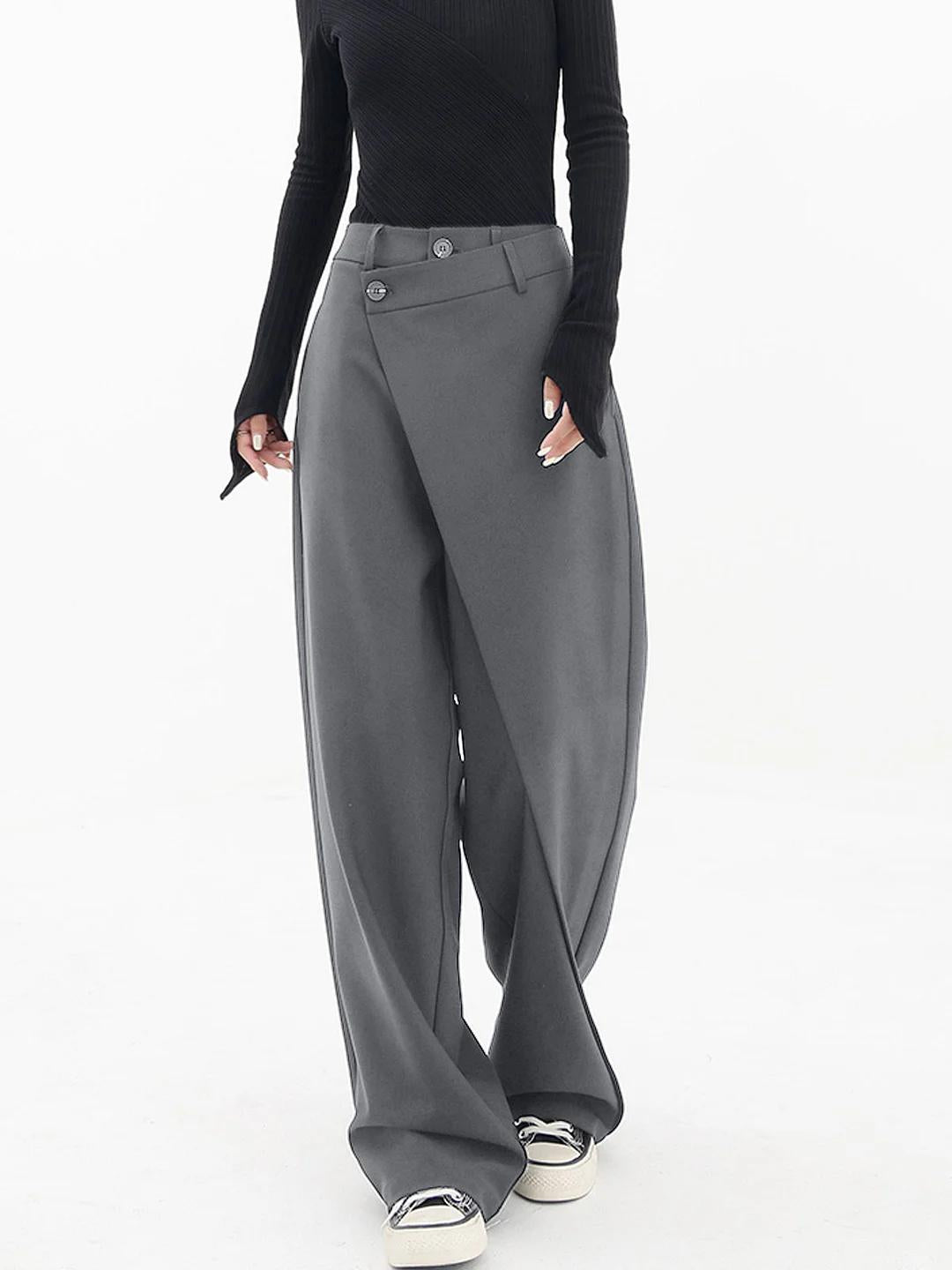 Asymmetric Wrap Wide-Leg Trousers