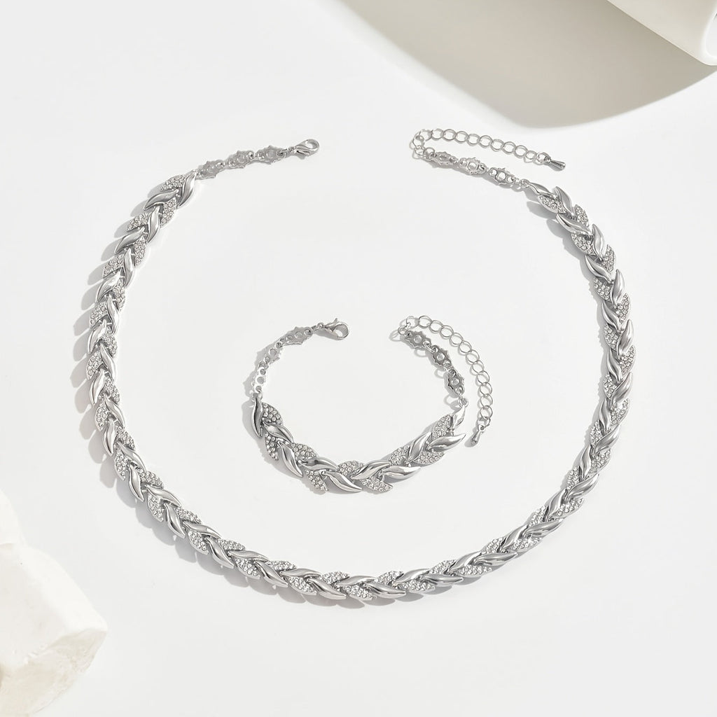 Sieradenset met glas, strass en zeemeerminstaart