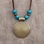 Vintage Zodiac Wooden Bead Pendant Necklace