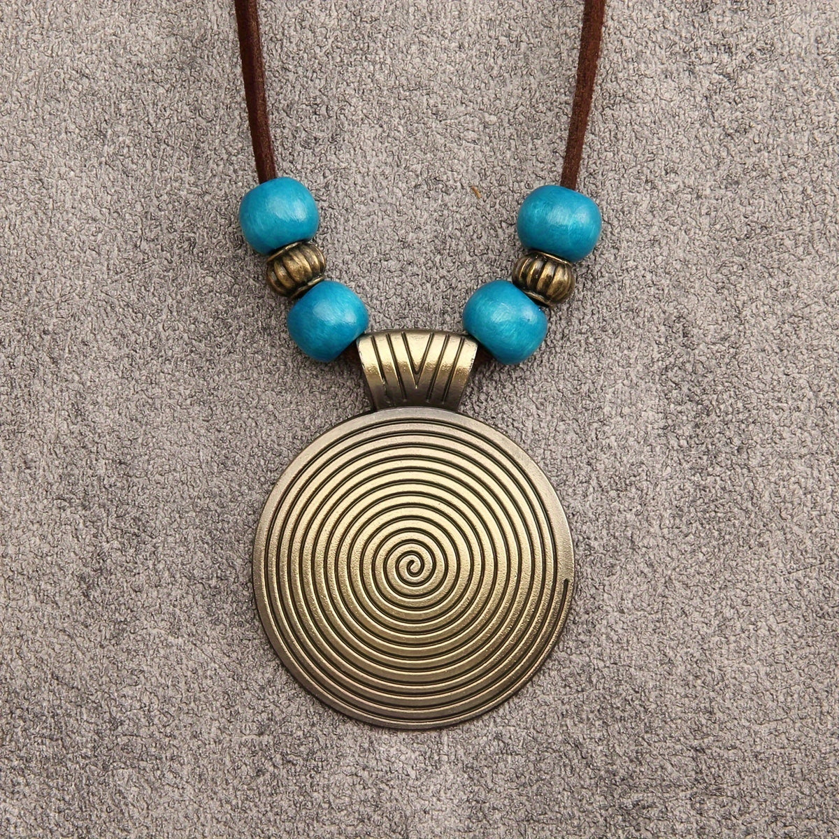 Vintage Zodiac Wooden Bead Pendant Necklace