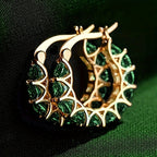 Zirconia Inlaid Circular Hoop Earrings