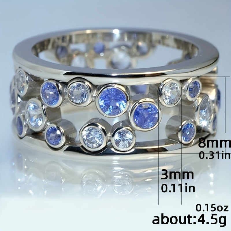 Sparkling Cubic Zirconia Silver-Plated Band Ring