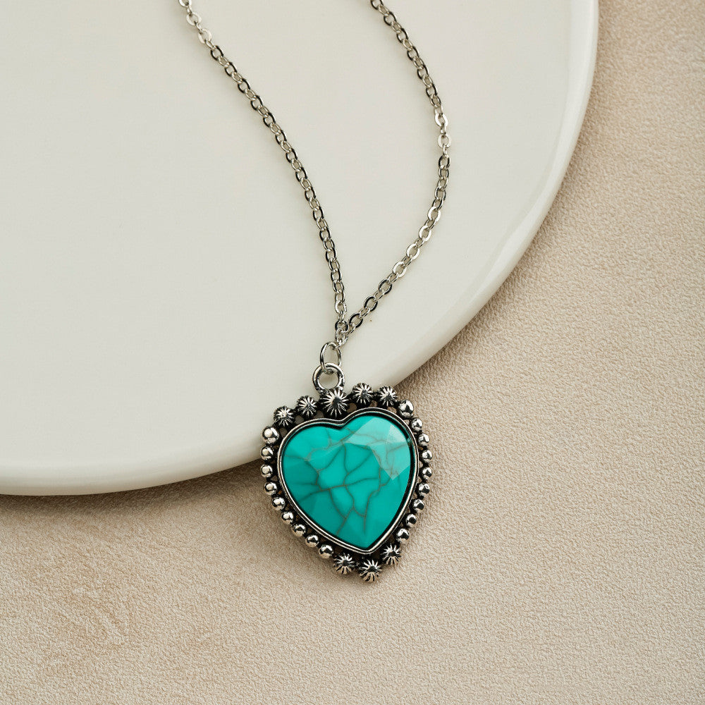 Vintage Bohemian Turquoise Pendant Necklace in Five Shapes