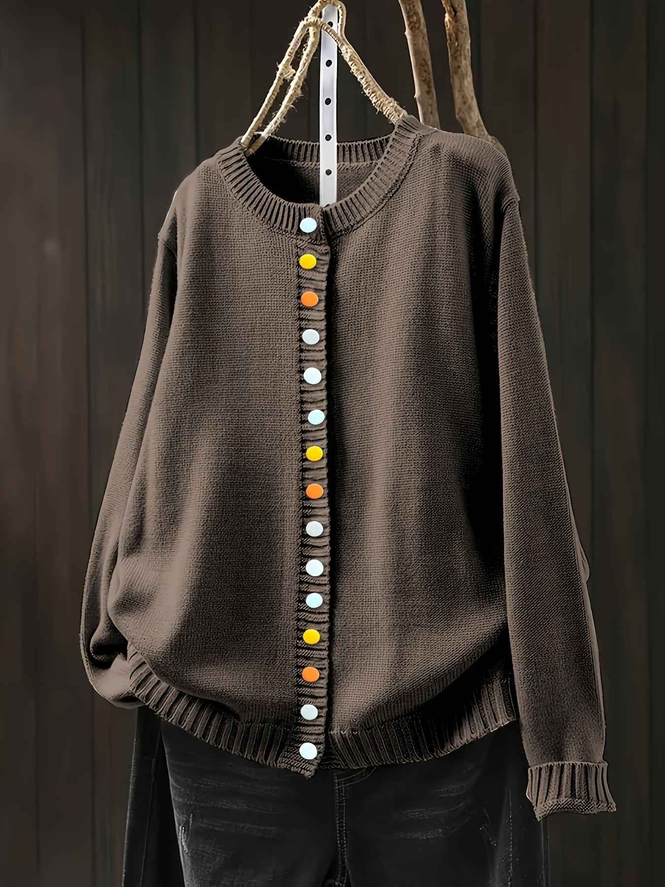 Everyday Knit Cardigan with Relaxed Shape and Long Sleeves