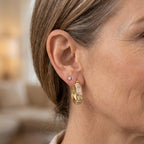 Heart-Shaped Cubic Zirconia Gold-Tone Stud Earrings