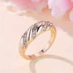 Twisted Zirconia Inlaid Gold-Plated Ring